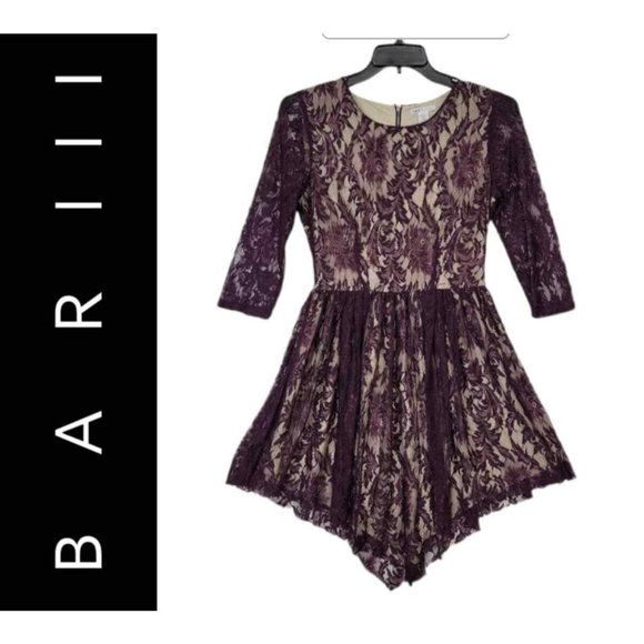 Bar III Woman Maroon Casual Formal Fit & Flare Stretch Long Sleeve Dress Medium - Picture 5 of 11